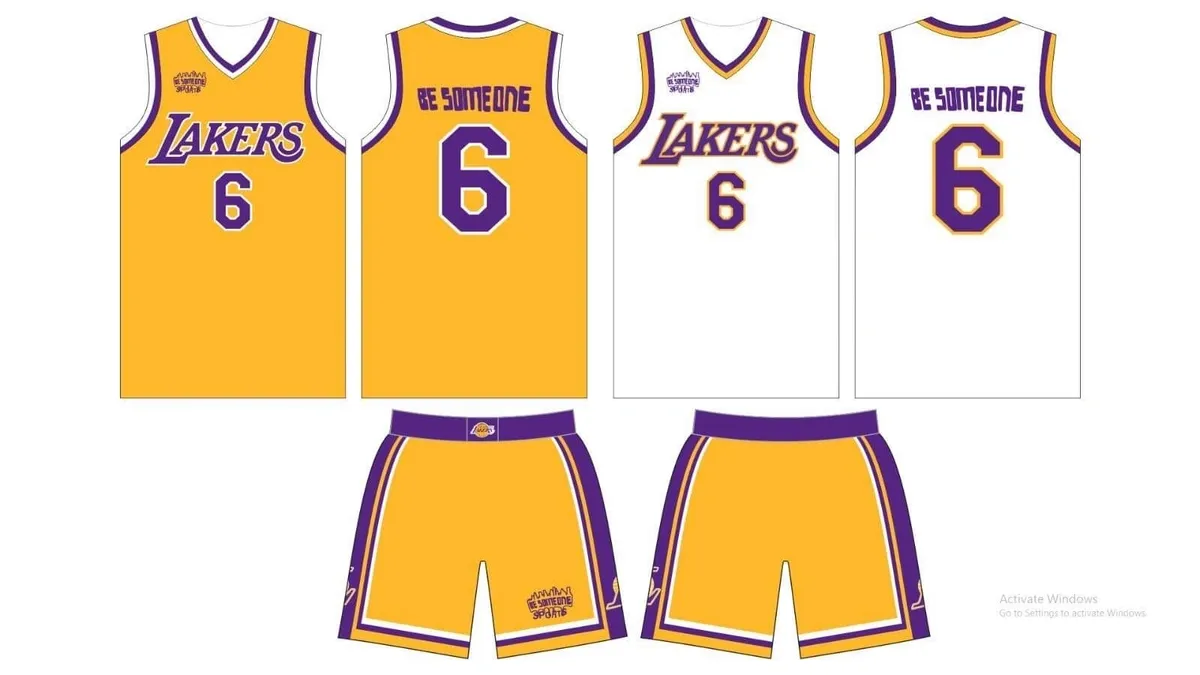 A uniform for the los angeles lakers is shown.
