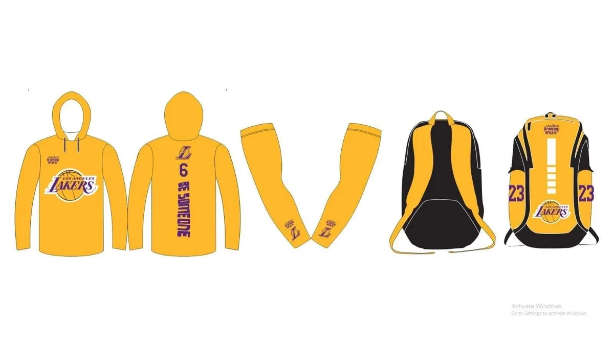 A yellow jacket, backpack and arm sleeves.