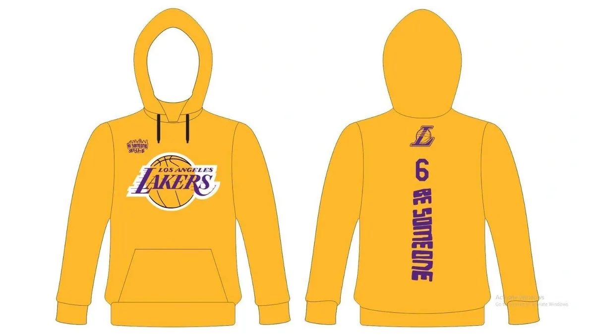 A lakers hoodie with the number 6 on it.