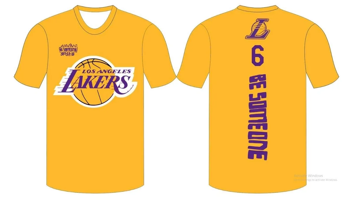 A lakers shirt with the number 6 on it.