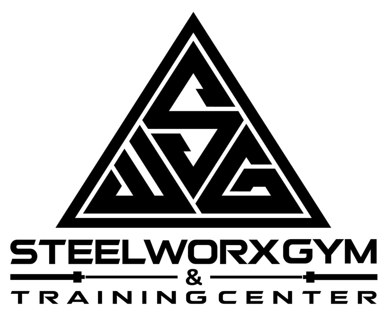 Steelworx Gym logo with triangle design.