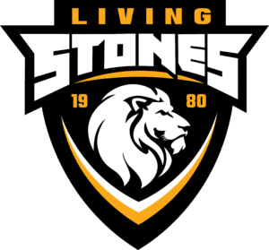 Lion emblem with "Living Stones" text.