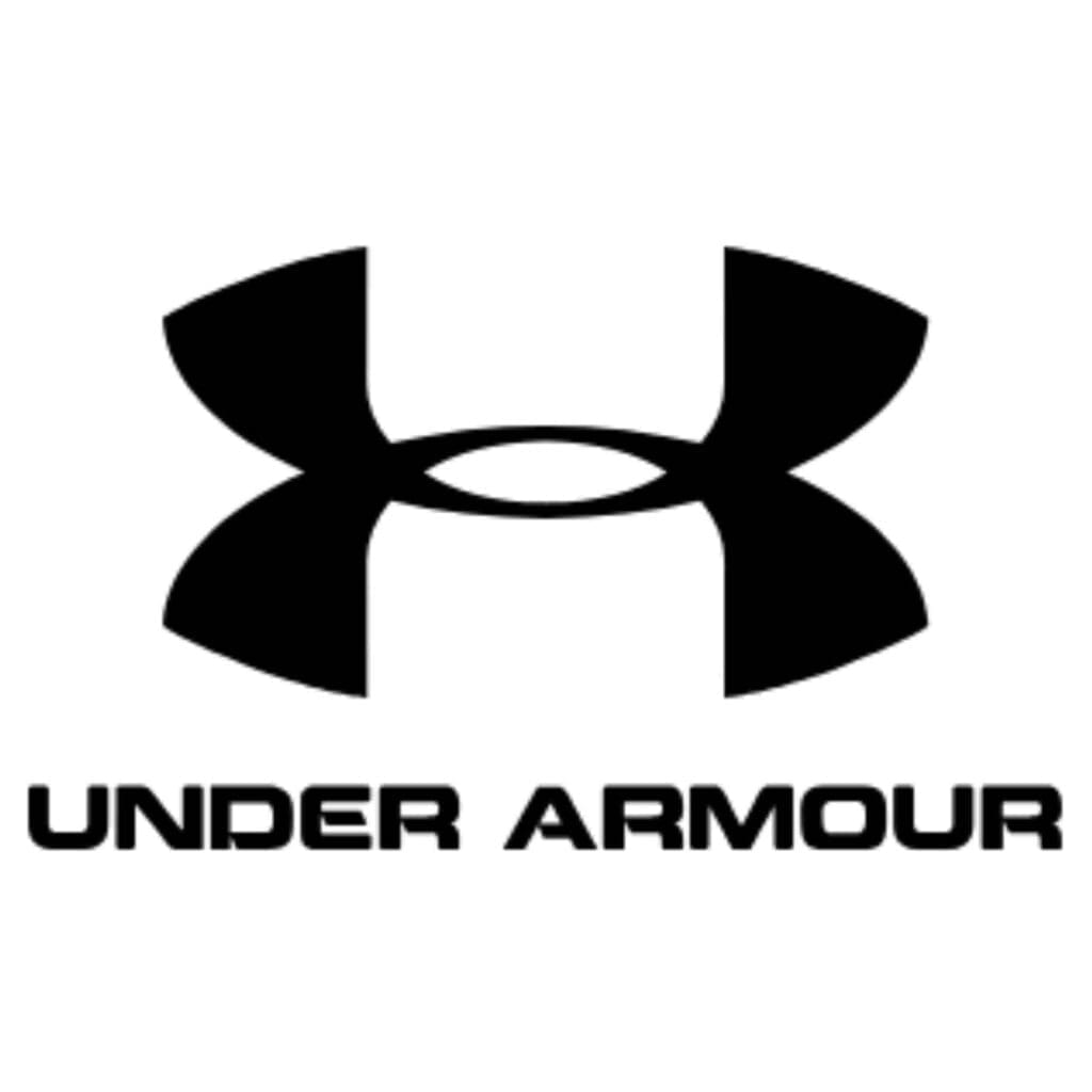 Black Under Armour emblem with text