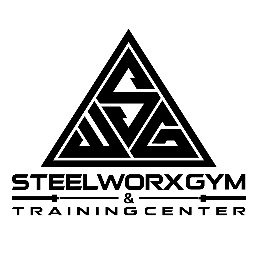 Steelworx Gym logo with triangle design.