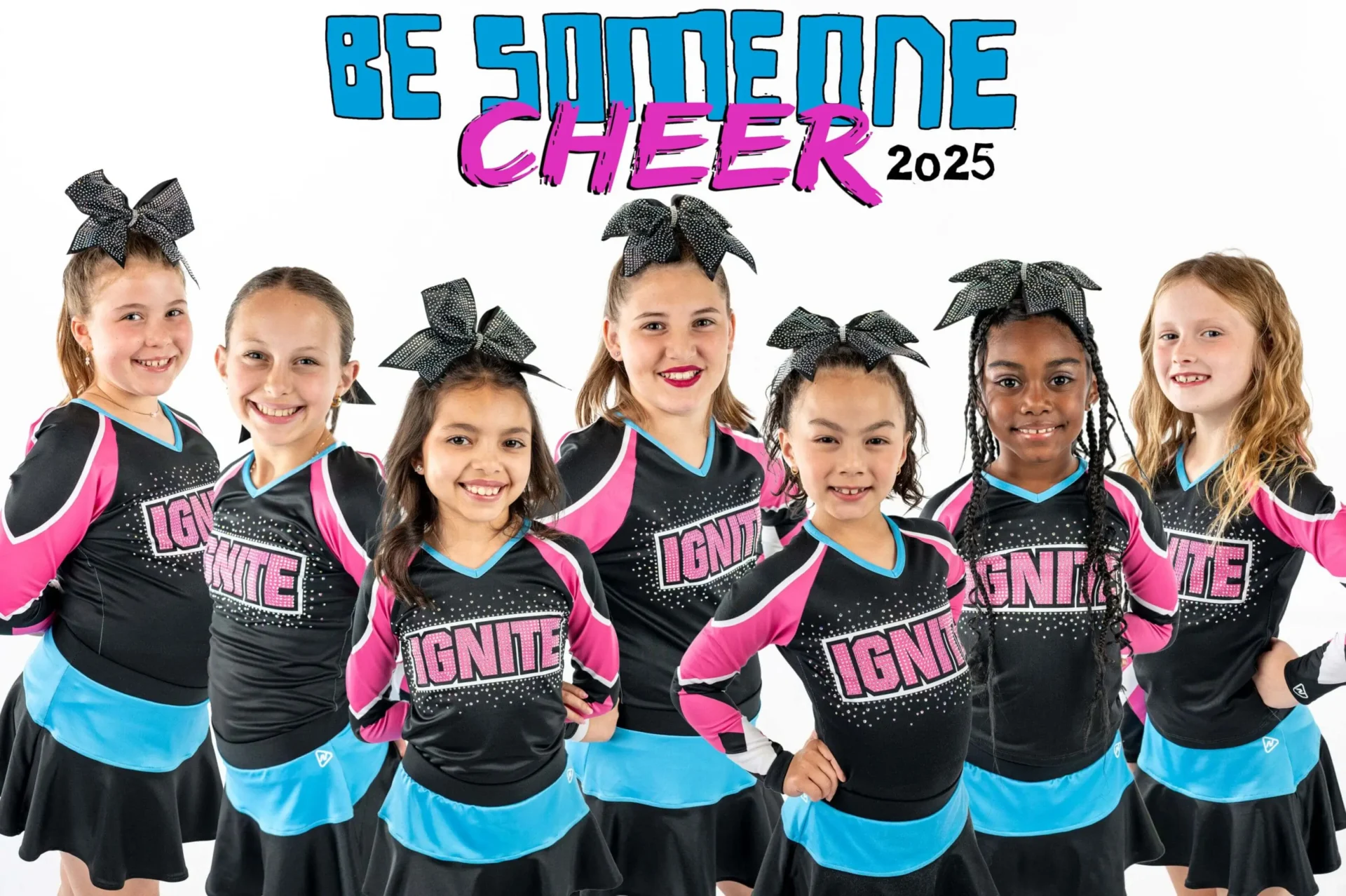Be Someone Cheer team in Ignite uniforms
